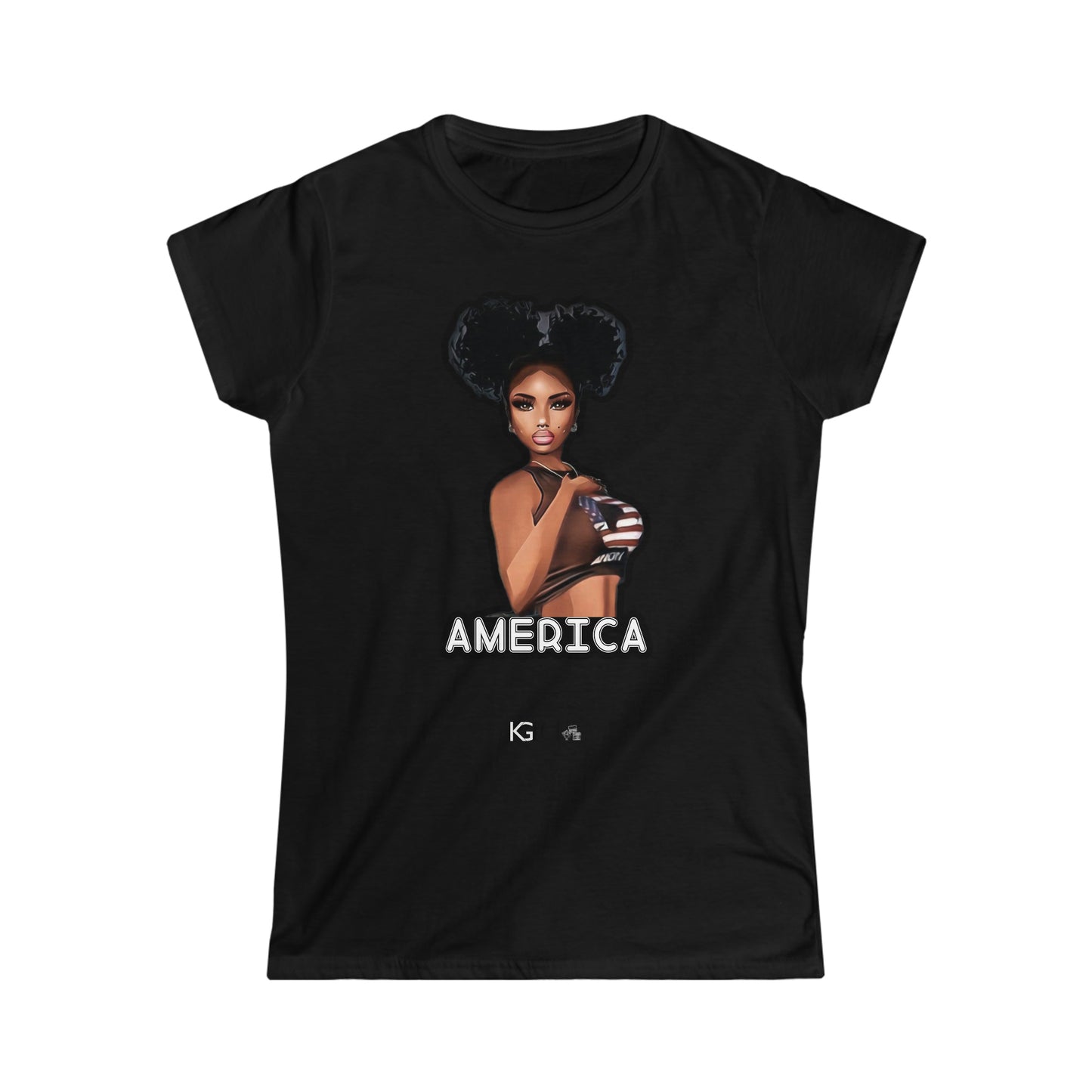 Women's Black Girl America Softstyle Tee