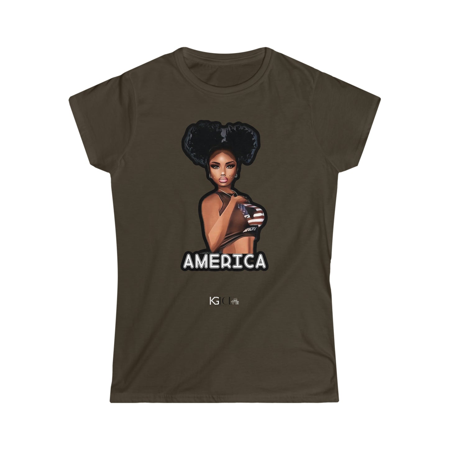 Women's Black Girl America Softstyle Tee