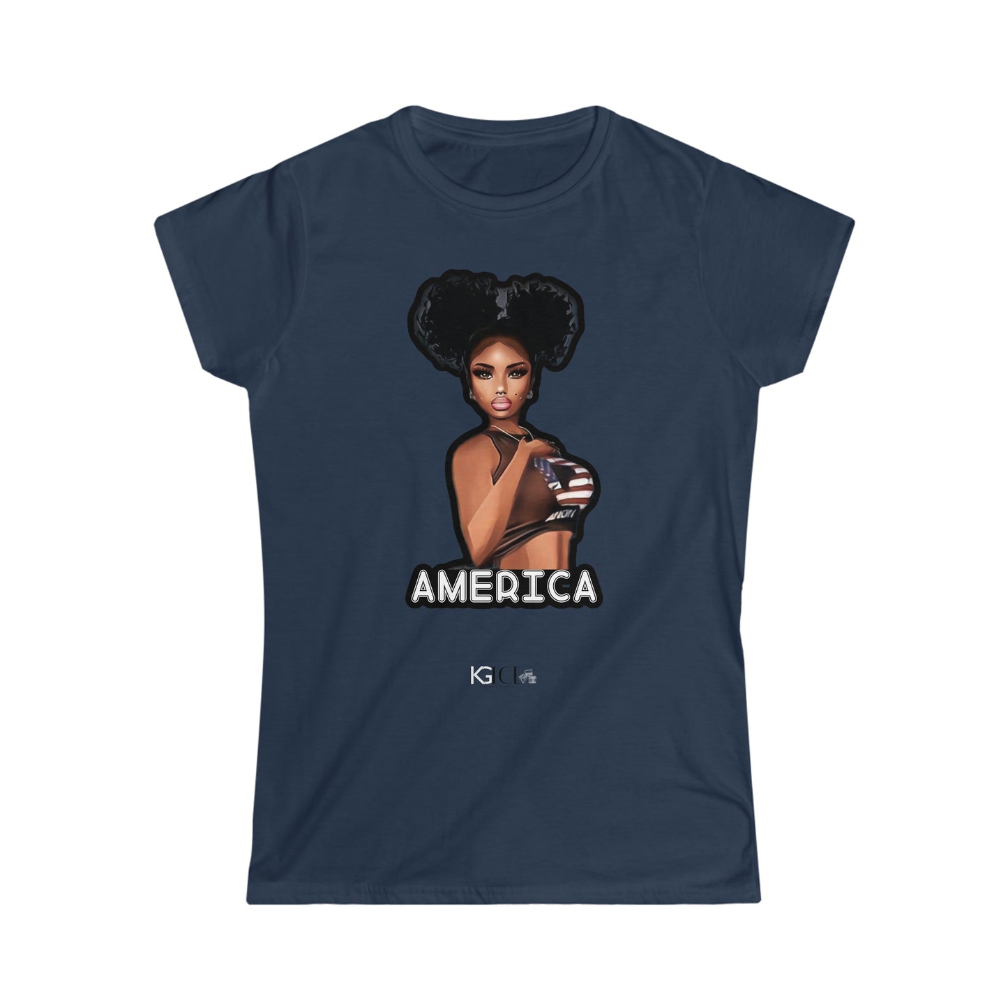 Women's Black Girl America Softstyle Tee