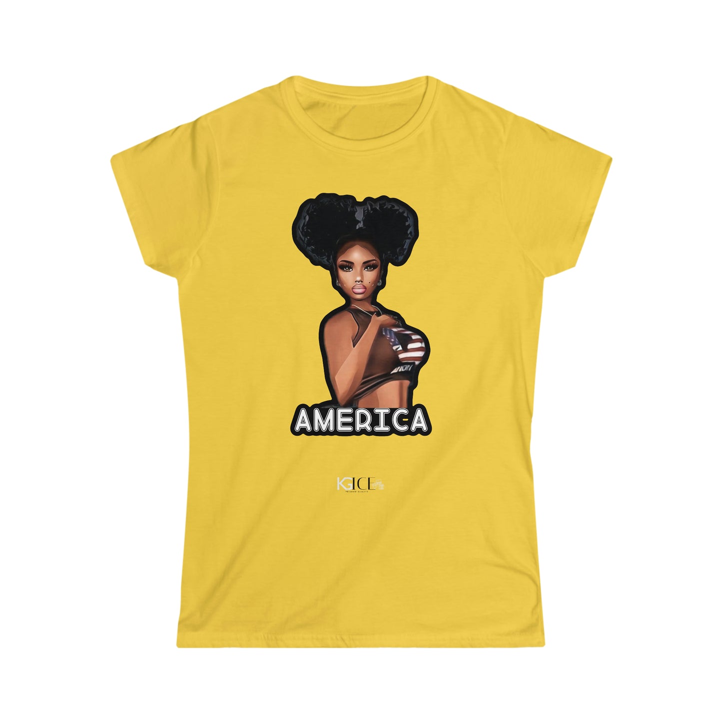 Women's Black Girl America Softstyle Tee