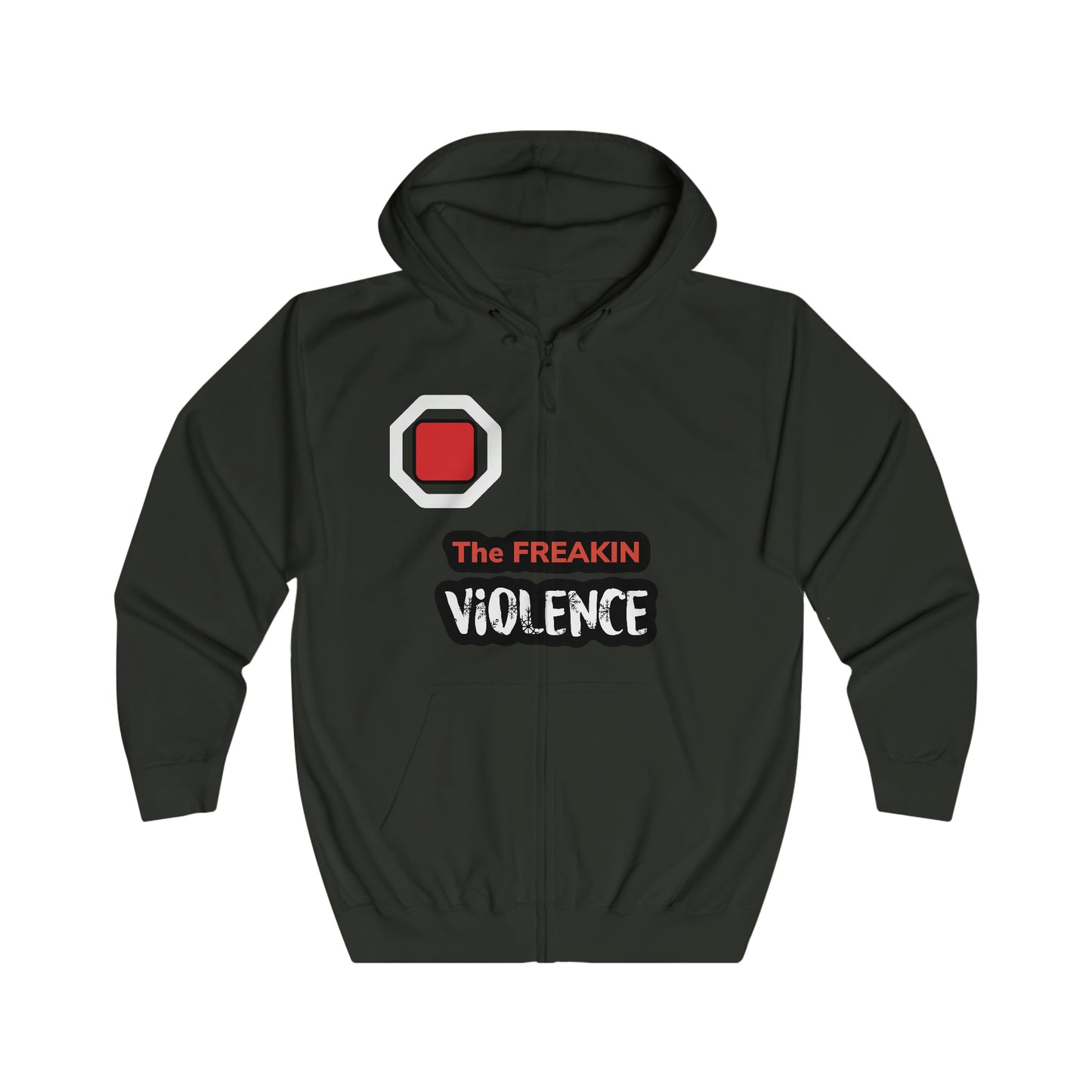 KGice Play black, white and red no violence collection zipped hoodie