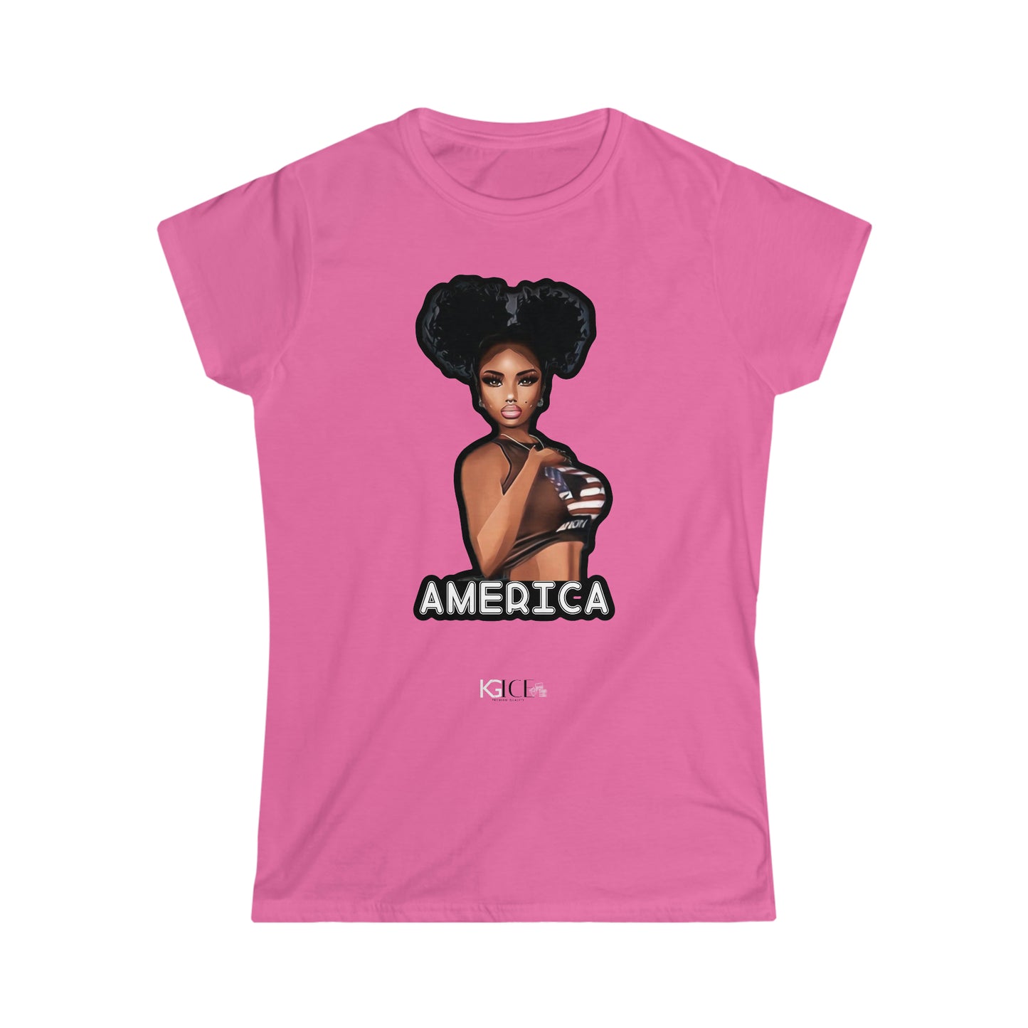 Women's Black Girl America Softstyle Tee